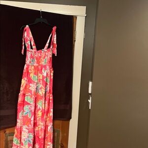 SHEIN Floral Maxi Dress - Pink and Green